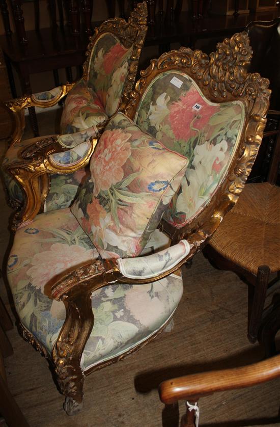 Pair of gilt armchairs